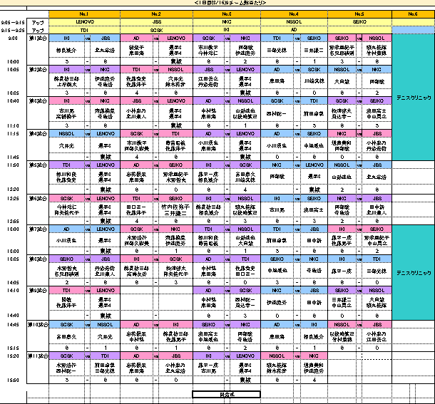 2日目タイムテーブル（9/23）